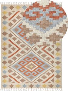 BELIANI Kelim-Teppich Mehrfarbig Baumwolle 200 x 300 cm mit Fransen Geometrischem Muster Handgewebt Zweiseitig Modern Wohnzimmer Schlafzimmer