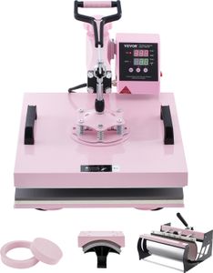 VEVOR Hitzepresse, 15 x 15 Zoll, 5-in-1-Wärmeübertragungsmaschine mit 30-oz-Tumbler-Presse, 360° wegschwenkbares T-Shirt-Pressen, digitale präzise Steuerung, für T-Shirts/Tassen/Hüte/Teller, Rosa VEVOR Hitzepresse, 15 x 15 Zoll, 5-in-1-Wärmeübertragungsmaschine mit 30-oz-Tumbler-Presse, 360° wegschwenkbares T-Shirt-Pressen, digitale präzise Steuerung, für T-Shirts/Tassen/Hüte/Teller, Rosa