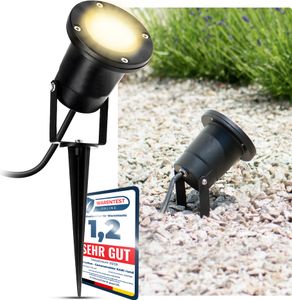 LED Gartenstrahler mit Erdspieß für außen in schwarz Gartenleuchte Kopf schwenkbar mit 3W GU10 LED Lichtfarbe warmweiß