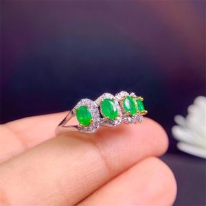 925 Silber Ring Smaragd Ring Natürlicher echter Smaragd Geburtstagsgeschenk Gute Erhabenheit in reinem Gefühl Verlobungsring