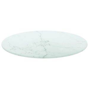 vidaXL Tischplatte Weiß Ø40x0,8 cm Hartglas in Marmoroptik