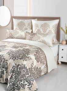 Bettwäsche Set aus 100% Baumwolle Mako Satin | 1x Bettbezug 135x200cm, 1x Kissenbezug 80x80cm | Saum und Reißverschluss goldfarben | Maderia Beige Bettwäsche Set aus 100% Baumwolle Mako Satin | 1x Bettbezug 135x200cm, 1x Kissenbezug 80x80cm | Saum und Reißverschluss goldfarben | Maderia Beige