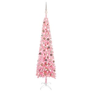 HOMMIE Schlanker Weihnachtsbaum mit LEDs & Kugeln Rosa 180 cm(7608)