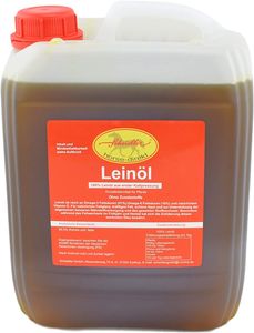 Leinöl 10 Liter Kanister Für Pferde, Hunde & Katzen- Leinsamenöl Kaltgepresst Zum Barfen Für Das Tier - Natürlicher Futterzusatz Zur Unterstützung