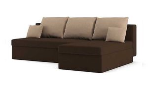 Ecksofa MONAKO 200 cm x 140 cm RECHTS mit Schlaffunktion - L-förmig - Bettkästen - Farben zur Auswahl STOFF HAITI 5 + HAITI 3 Braun&Cappuccino