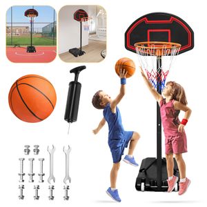 XMTECH Basketballständer 156-208cm höhenverstellbar, Basketballkorb mit Ständer, Basketball, Luftpumpe, Basketballanlage rollbar, Korbanlage geeignet für Outdoor & Indoor