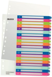 LEITZ Kunststoff-Register WOW Zahlen A4 Überbreite 1-20
