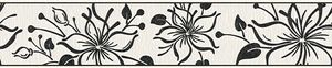 A.S. Création selbstklebende Bordüre Only Borders mit Blumen floral schwarz weiß silber 5,00 m x 0,13 m