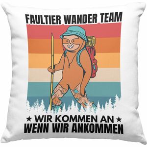 Trendation - Faultier Deko-Kissen mit Füllung 40x40 Geschenk Faultier Wander Team Gessch Wander Geschenke (Rosa)