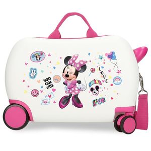 Joumma Bags Sitzkoffer Ziehkoffer Kinderkoffer Kinder Hartschalen Koffer Disney Minnie Maus Weiß Pink