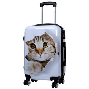 Polycarbonat Kleiner Handgepäck Reisekoffer Katze Weiß 55 cm Motivkoffer