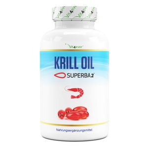 Krill Öl - 120 Kapseln - Markenrohstoff: Superba Antarktis Krillöl - Reich an EPA + DHA + Astaxanthin + Phospholipide + Omega 3 Fettsäuren - Aus nachhaltigem Anbau
