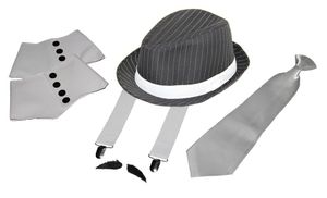 Luxusná gangsterská súprava | Šle - kravata - klobúk - plášte - fúzy