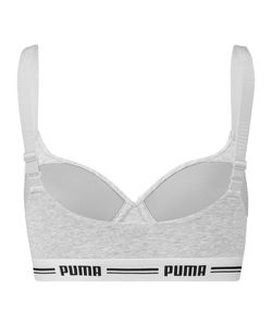 PUMA Damen Bra - Iconic Padded Top, Soft Cotton Modal Stretch Grau XL