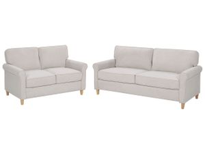 Set 2 + 3-Sitzer Wohnzimmer Beige Samtstoff 100% Polyester Retro Trendy Modern