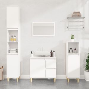 Möbel 3-tlg. Badmöbel-Set Weiß Holzwerkstoff - Badezimmer 3185535