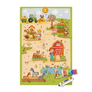 Kork-Teppich - Spielteppich Bauernhof - Landarbeit macht Spaß - Hochformat 3:2, Größe HxB:90cm x 60cm, Material:Kork