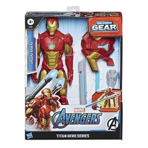 Hasbro E7380 Marvel Avengers Titan Hero Series Blast Gear Iron Man, 30 cm vysoká figúrka, so štartovacím zariadením, 2 doplnkami a projektilom, vek 4+