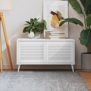vidaXL Dvere šatníkovej skrine s lamelovým dizajnom 2 ks biele 39,5x49,4 cm masívne drevo