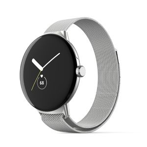 Für Google Pixel Watch Deluxe Gewebter Stoff Ersatz Sport Armband Silber Smart Uhr