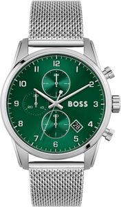 Hugo Boss Silber Edelstahl Uhr mit grünem Zifferblatt Hugo Boss Silber Edelstahl Uhr mit grünem Zifferblatt