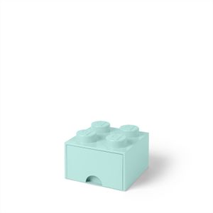 LEGO Aufbewahrungsbox mit Schublade mit 4 Noppen, aqua light blue