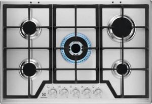 Electrolux KGS7536SX Schwarz, Edelstahl Einbau-Gasherd 75 cm 5 Brenner