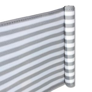 Balkon Sichtschutz 0,9 x 15 m (3 x 5 m) – Balkonbespannung aus hochwertigem HDPE-Gewebe – Balkonverkleidung mit gewebten Ösen und 22m Befestigungskordel, Farbe:Grau-Weiß