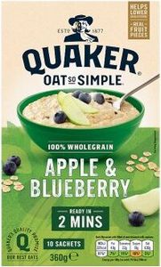 Quaker Oat So Simple  - Apple & Blueberry - 10 x 36g Sachets, 360g