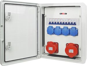 Stromverteiler Baustromverteiler CEE 16A 32A 4x230V Komplett mit Sicherungen Gehäuse IP65