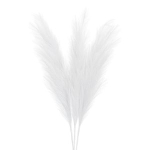 ORNA Künstliches Pampasgras, Farbe Weiß, 3 Stiele, 114 cm Länge, Flauschige Kunstblumen, Kunstpflanzen, Trockenblumen für Bad, Schlafzimmer, Boho Deko