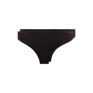 SKINY Damen String, 2er Pack - Thong, Cotton Stretch, Basic Schwarz M