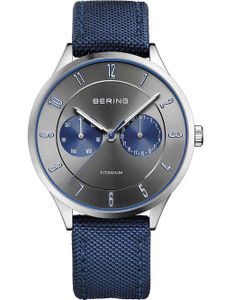 Bering Herren Armbanduhr Titanium 39 mm Armband Textil 11539-873