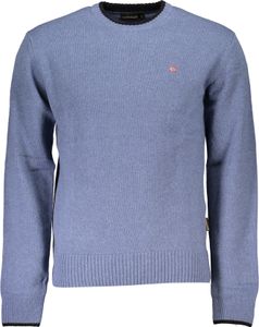 Blauer Herren-Pullover: Regular Fit, Rundhals, mit Stickerei-Details, Größe: XL Farbe: Blu
