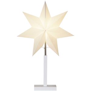 Standleuchte Stern 'Karo' | beige / weiss | Papierstern | Holz | ca. 55 cm x 34 cm | Weihnachtsstern | Weihnachtsstern | Lampe | Stern | Dekostern | Fensterdeko