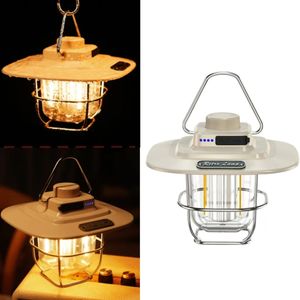 Ładowalna lampa kempingowa, retro lampa kempingowa, regulowana jasność, temperatura barwowa (3700 K ciepła biel-6500 K kolor naturalny) na zewnątrz