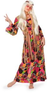 Wilbers langes Hippie Kostüm 46 - 56 Damenkostüm 70ties Gr. 52 - XXL