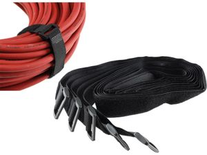 Kabelbinder Klettband Klettverschluss mit Öse | 80cm lang 3cm breit I Sicheres Verstauen von Kabel und Leitungen I 5er Pack Schwarz