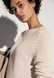 Street One Strickpullover 'Pullover mit Lochmuster', A303221, lucid white, Gr. 40
