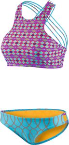 BECO the world of aquasports Bikini Turquoise Twilight mit raffinierter Criss-Cross-Rückenschnürung lila-blau 34 B