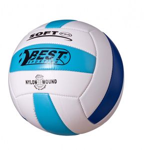 Best Sporting Volleyball Soft Pro Größe 5, weiß/gelb/rot oder weiß/hellblau/blau, Farbe:weiß/hellblau/blau