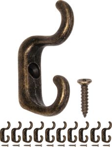 'FUXXER® - 10x Antike Handtuch-Haken, Doppel-Haken, Kleider-Haken, Eisen-Haken, Wand-Haken, Mini Vint'