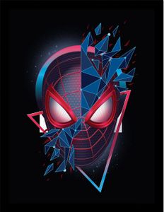 Spider-Man - Gerahmtes Poster, geometrisches Design PM8602 (40 cm x 30 cm) (Schwarz/Rot/Blau)
