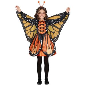 FIESTAS GUIRCA Zauberhafter Schmetterling Mädchen Kostüm  Oranges Monarchfalter Kleid mit Haarreif für Mädchen von 7-9 Jahren