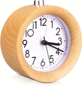 Holz Wecker, Analog Wecker Mit Snooze Und Nachtlicht Funktion, Quarz Wecker ohne Ticken, Vintage Wood Wecker