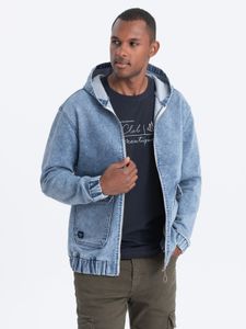 Ombre Clothing Herren-Jeansjacke Hellelan Blau M