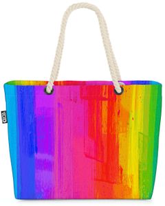 VOID Regenbogen Farben Strandtasche Shopper 58x38x16cm 23L XXL Einkaufstasche Tasche Reisetasche Beach Bag