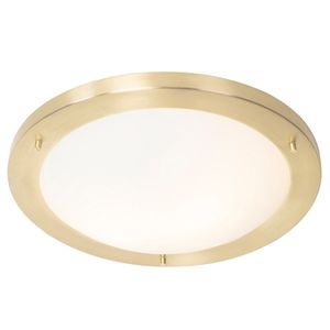 QAZQA - Moderne Außen Deckenleuchte I Deckenlampe I Lampe I Leuchte Gold I Messing 41 cm IP44 - Yuma I Außenbeleuchtung - Stahl Rund - LED geeignet E27