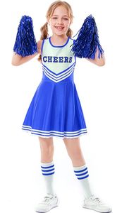 Kinder Mädchen Cheer Leader Kleid Gr. 150 Cm Cheerleading Kostüm Ärmellos Tanzkleidung Karneval Fasching Kostüm Party Halloween