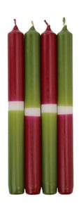 Leuchterkerzen Dip Dye Kerzen Altrot / Olive, 250 x ? 23 mm, 4 Stück